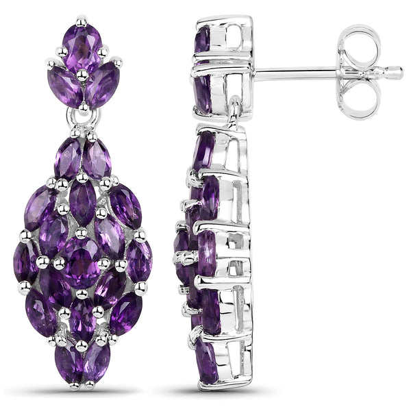 3.16 Carat Genuine Amethyst .925 Sterling Silver Earrings