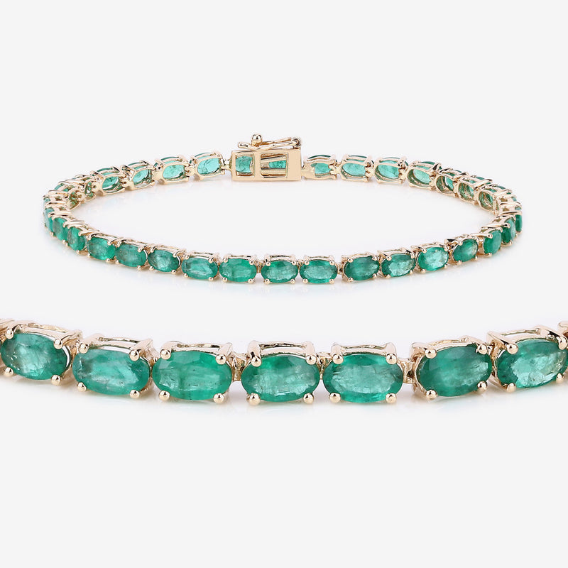 6.46 Carat Genuine Zambian Emerald 14K Yellow Gold Bracelet