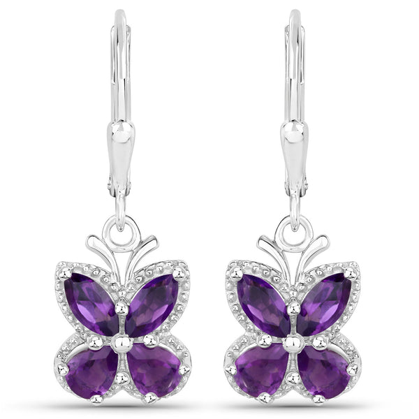 2.12 Carat Genuine Amethyst .925 Sterling Silver Earrings