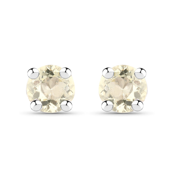 0.24 Carat Genuine Yellow Sapphire .925 Sterling Silver Earrings