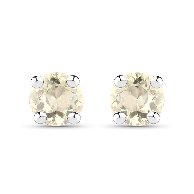 0.24 Carat Genuine Yellow Sapphire .925 Sterling Silver Earrings