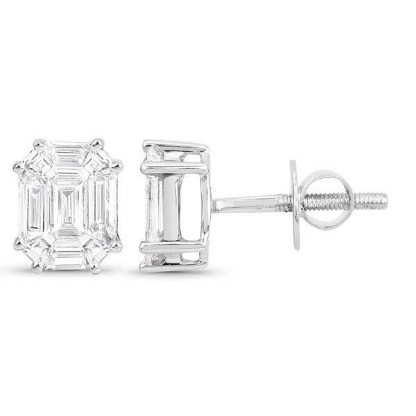 0.70 Carat Genuine White Diamond 18K White Gold Earrings (G-H Color, VVS-VS Clarity)