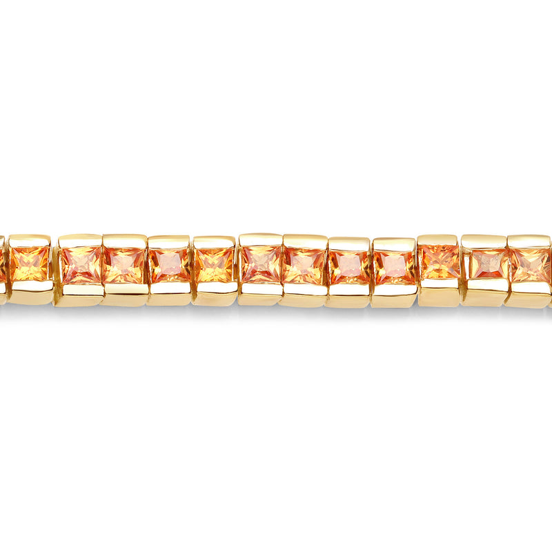 6.21 Carat Genuine Orange Sapphire .925 Sterling Silver Bracelet