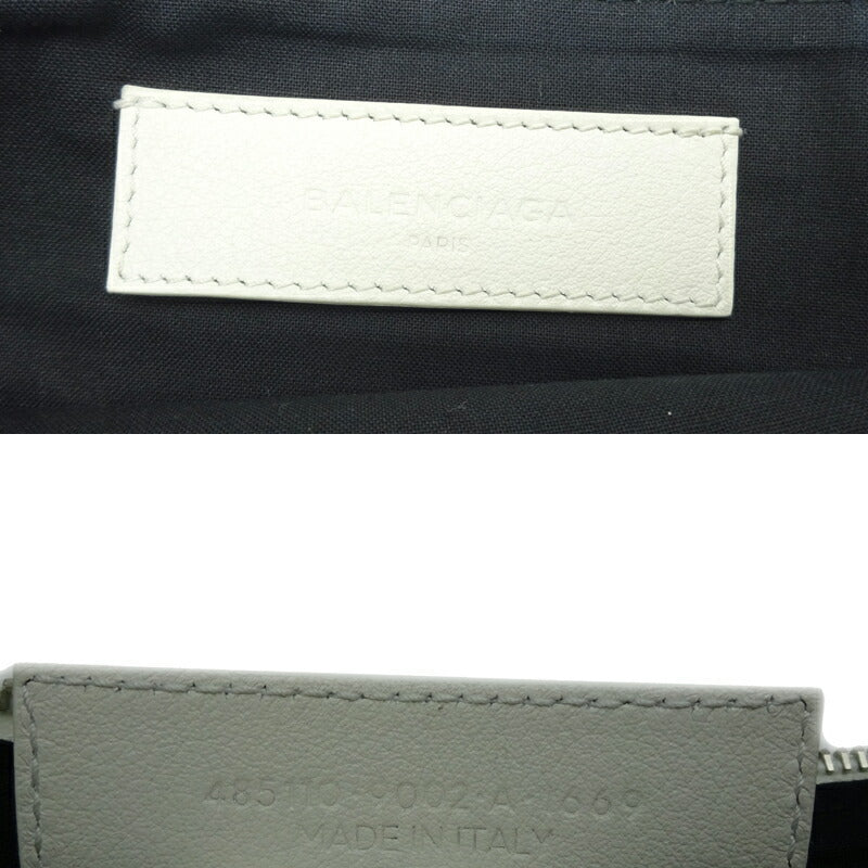 Balenciaga Shopping Clip M Ladies Clutch Bag 485110 Leather White