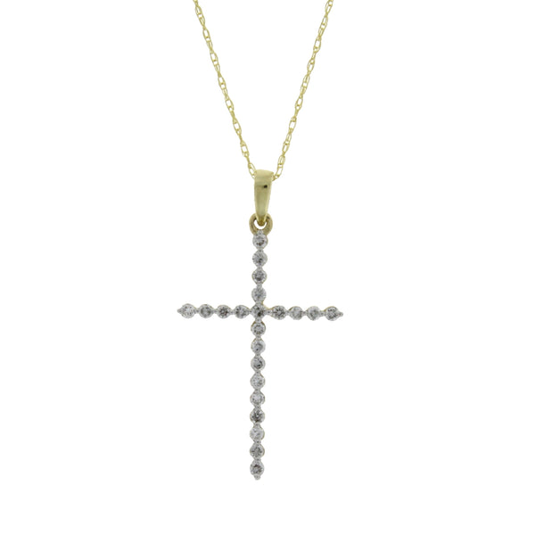 .21ct Diamond Cross Religious Pendant 14KT Yellow Gold