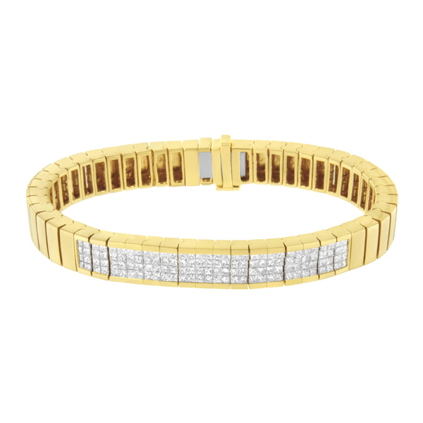 14K Yellow Gold 3 5/8 cttw Invisible Set Princess-Cut Diamond ID Tennis Bracelet (I-J Color, SI1-SI2 Clarity) - Size 7"