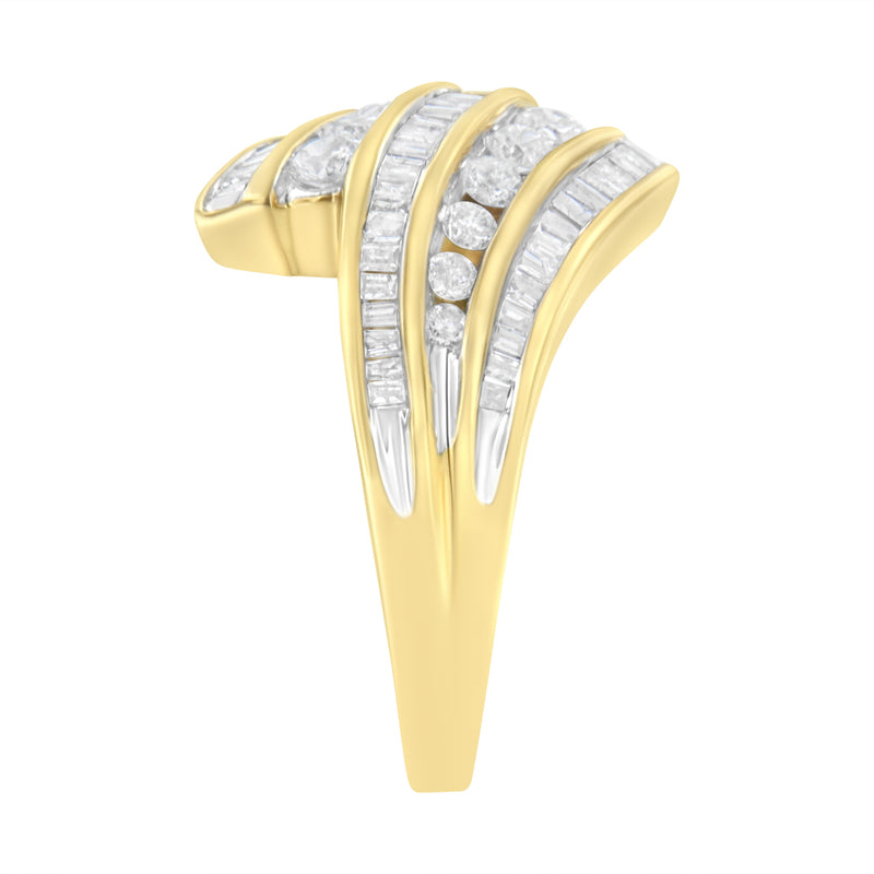10K Yellow Gold 1 ct TDW Diamond Bypass Ring (H-II1-I2)