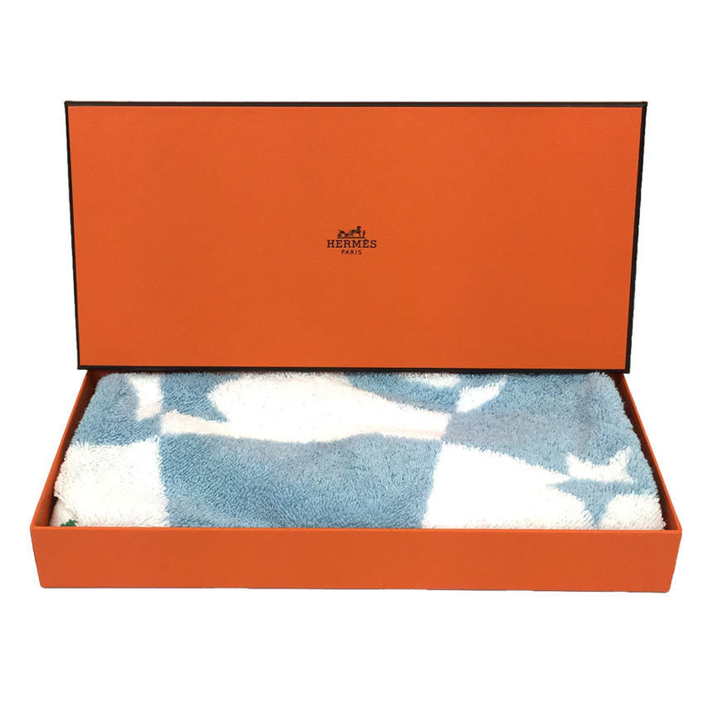 Hermes Hand Towel Circus washcloth H103074M 02 Myosotis Light Blue Cotton 100%