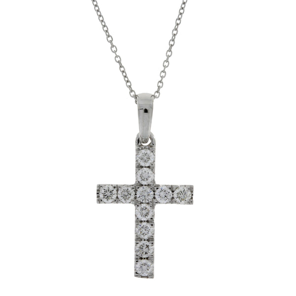 .28ct Diamond Cross Religious Pendant 14KT White Gold