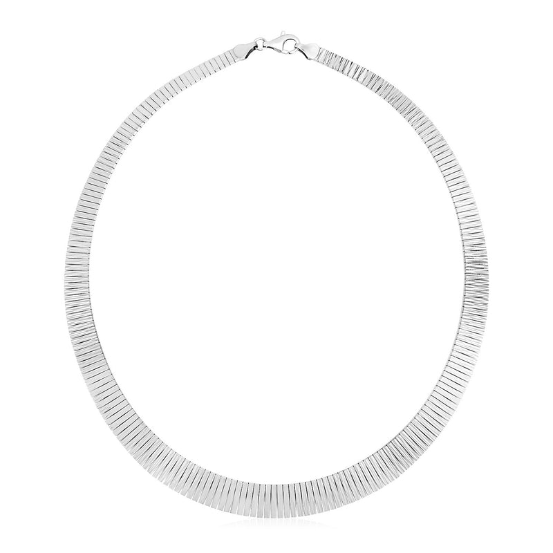 Sterling Silver Serpentine Style Necklace with Linear Texture