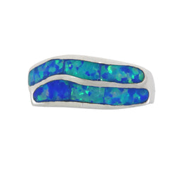 Natural Created Opal Ring Sterling Silver