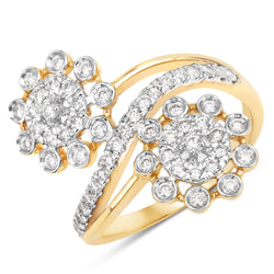 0.56 Carat Genuine White Diamond 14K Yellow Gold Ring (E-F Color, SI1-SI2 Clarity)