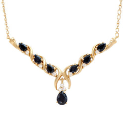 5.00 TW CTS BLACK SAPPHIRE  & WHITE TOPAZ 18K GOLD PLATED DESIGNER NECKLACE SIZE 19 INCHES