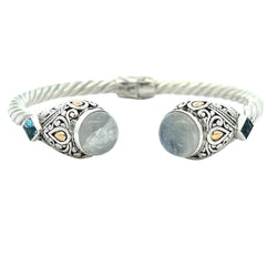 Moonstone Bangle Bracelet Sterling Silver 18KT Gold