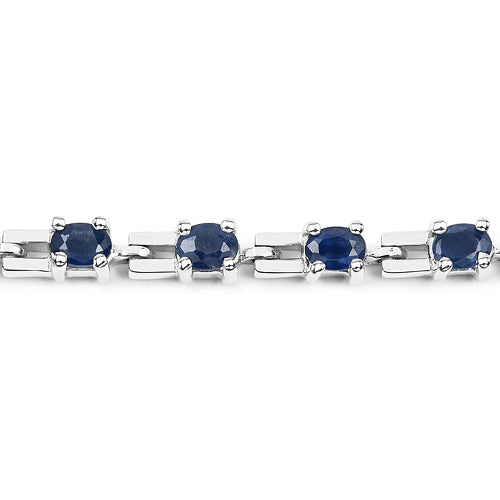 5.25 Carat Genuine Blue Sapphire .925 Sterling Silver Bracelet