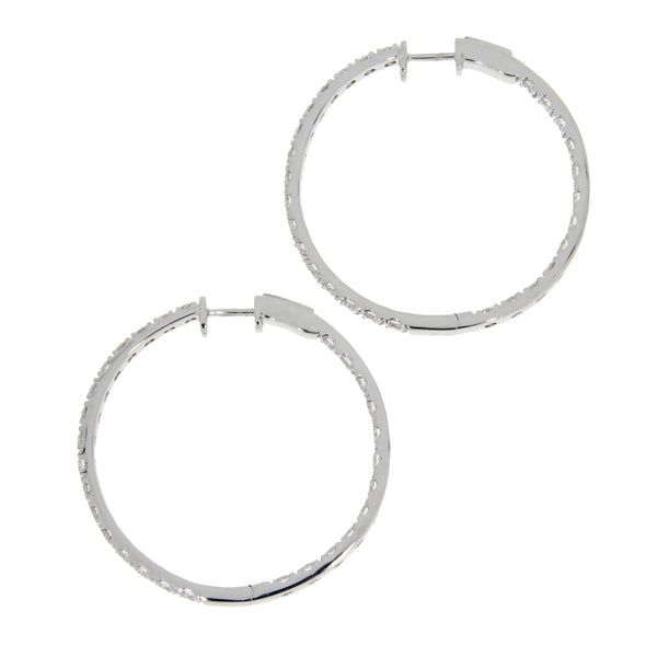 Natural 4.00ct Diamond Hoop Earrings 18KT White Gold