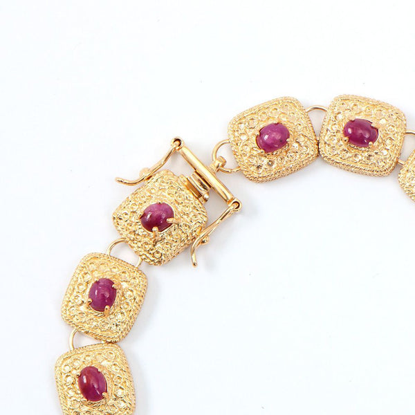 8.00 TW CTS RUBY 18K GOLD PLATED DESIGNER BRACELET SIZE 7.9 INCHES