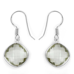 18.10 Carat Genuine Green Amethyst .925 Sterling Silver Earrings