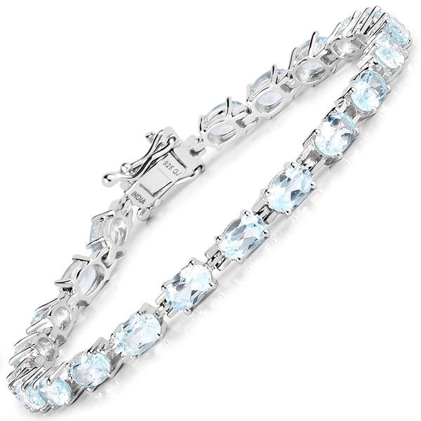 10.71 Carat Genuine Blue Topaz .925 Sterling Silver Bracelet