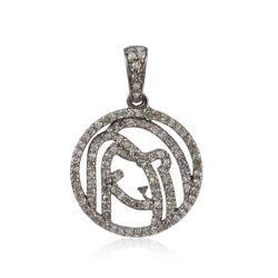 0.42ct Pave Diamond 925 Sterling Silver Virgo Sunsign Charm Pendant Gift Jewelry
