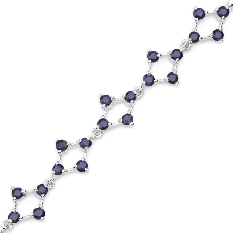 3.36 Carat Genuine Blue Sapphire .925 Sterling Silver Bracelet