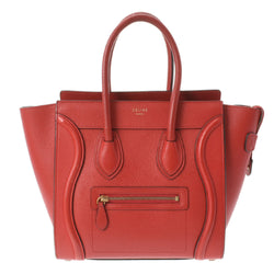 CELINE Celine Luggage Micro Shopper Red 167793 Womens Calf Handbag