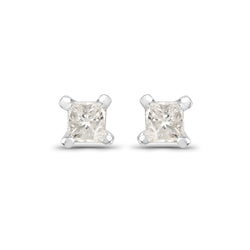 0.10 Carat Genuine White Diamond 14K White Gold Earrings