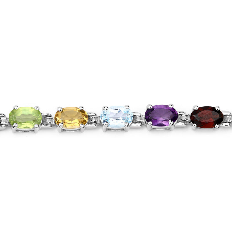 9.20 Carat Genuine Multi Stones .925 Sterling Silver Bracelet