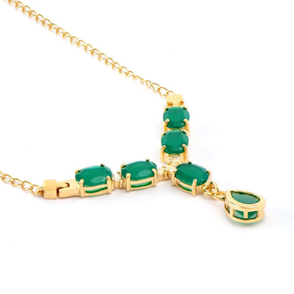 6.35 TW CTS GREEN AGATE AND WHITE TOPAZ 18K GOLD PLATED DESIGNER NECKLACE SIZE 19 INCHES