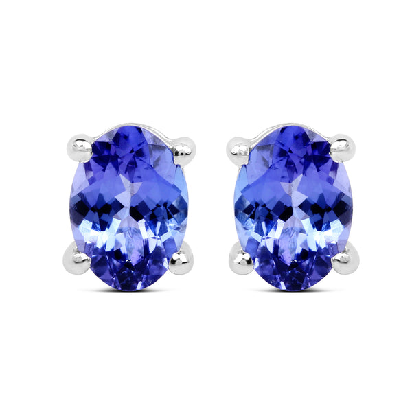 1.80 Carat Genuine Tanzanite 14K White Gold Earrings