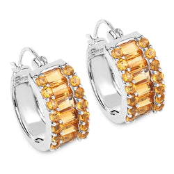 5.56 Carat Genuine Citrine .925 Sterling Silver Earrings