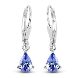 1.30 Carat Genuine Tanzanite .925 Sterling Silver Earrings