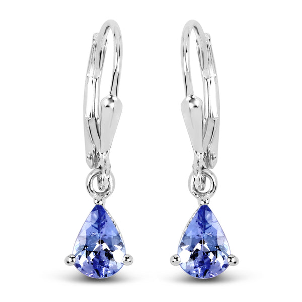 1.30 Carat Genuine Tanzanite .925 Sterling Silver Earrings