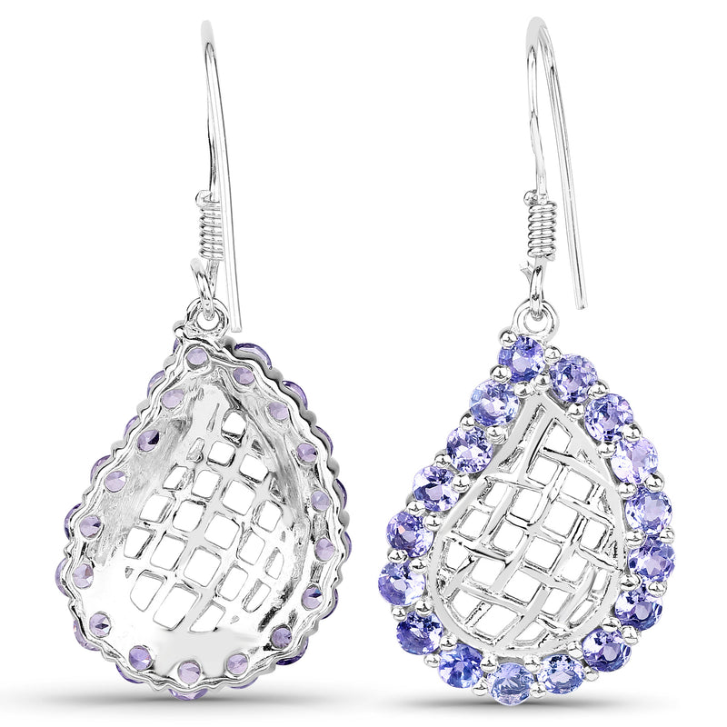 3.40 Carat Genuine Tanzanite .925 Sterling Silver Earrings