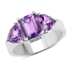 2.30 Carat Genuine Amethyst .925 Sterling Silver Ring