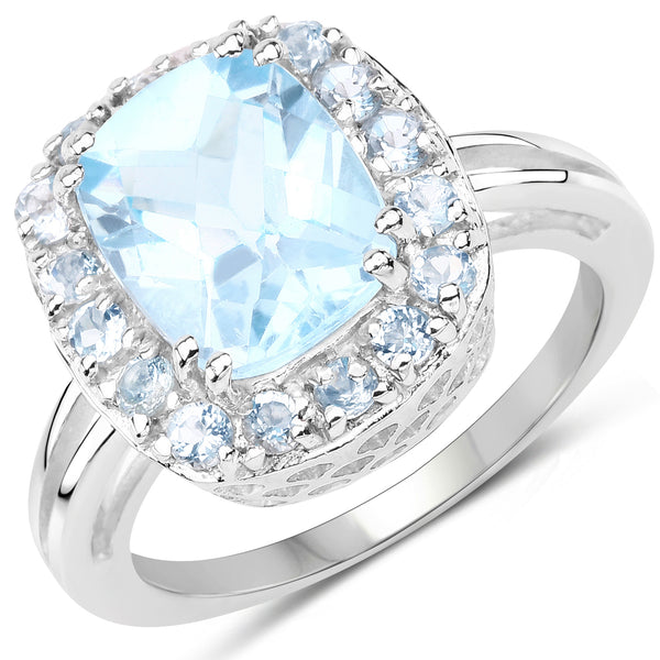 4.08 Carat Genuine Blue Topaz .925 Sterling Silver Ring