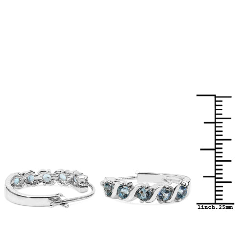 1.20 Carat Genuine Blue Topaz .925 Sterling Silver Earrings