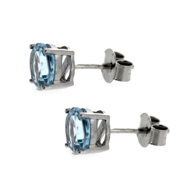 925 Sterling Silver Women  Stud Earring Sky Blue Topaz Round