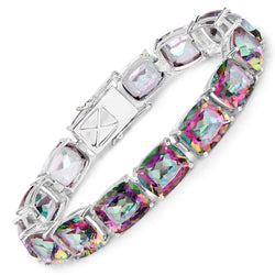 75.20 Carat Genuine Rainbow Quartz Sterling Silver Bracelet