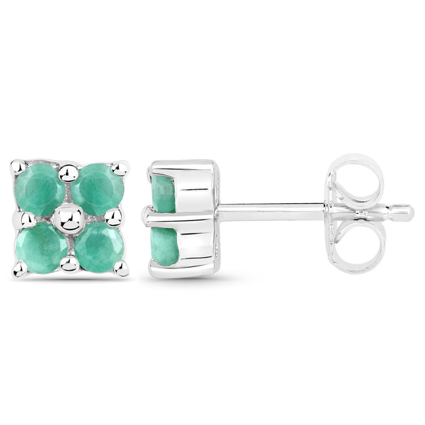 0.80 Carat Genuine Emerald .925 Sterling Silver Earrings