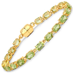 18K Yellow Gold Plated 9.03 Carat Genuine Peridot .925 Sterling Silver Bracelet