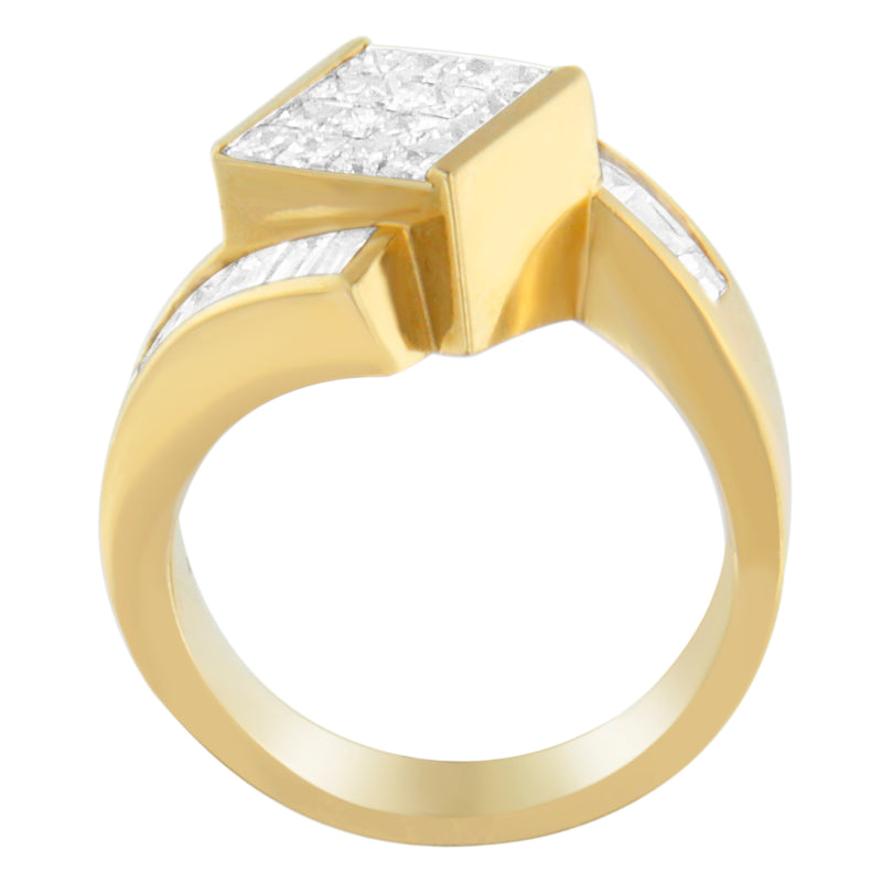 14K Yellow Gold 1 1/3ct TDW Princess and Baguette-cut Diamond Ring (G-H SI1-SI2)
