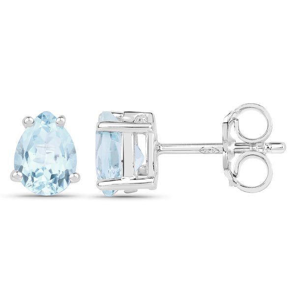 1.30 Carat Genuine Aquamarine .925 Sterling Silver Earrings