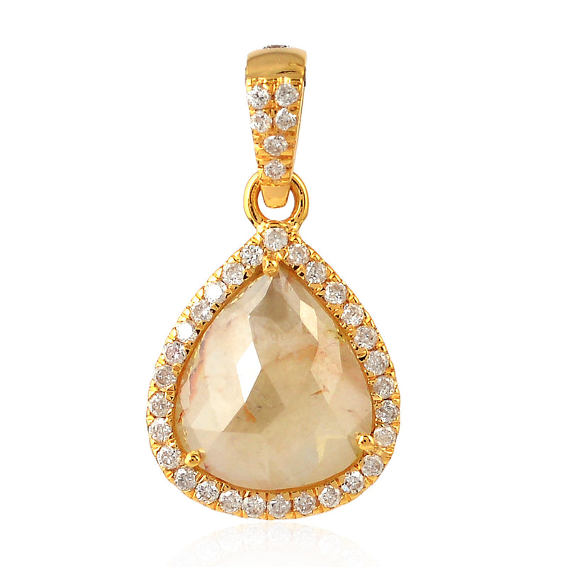 18K Solid Yellow Gold Charms 2.03Ct Ice Diamond Pendant Indian Ethnic Jewelry