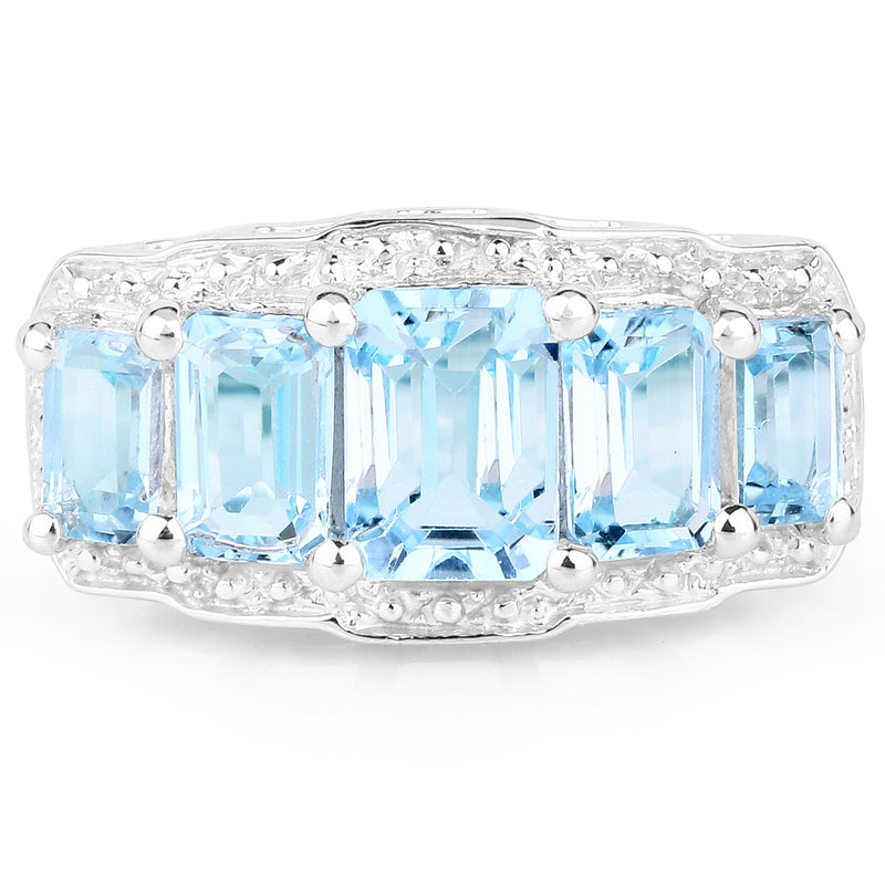 2.91 Carat Genuine Blue Topaz .925 Sterling Silver Ring