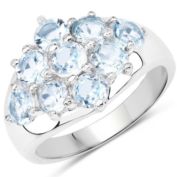 2.88 Carat Genuine Blue Topaz .925 Sterling Silver Ring