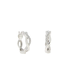 Natural .05ct Diamond Hoop Earrings 10KT White Gold