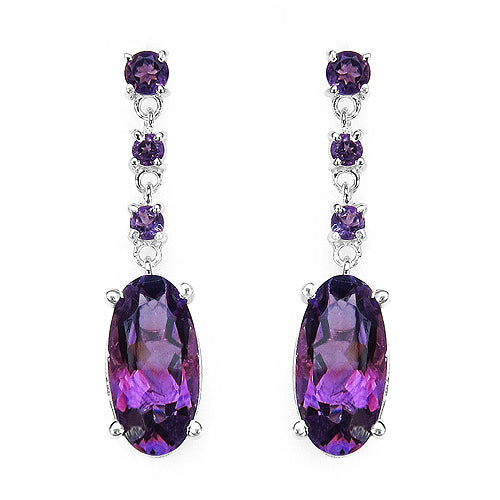 9.63 Carat Genuine Amethyst .925 Sterling Silver Earrings