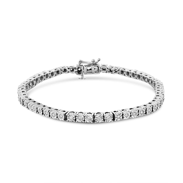 .925 Sterling Silver 1/2 Cttw Lab Grown Diamond Illusion-Set Miracle Plate Tennis Bracelet (G-H Color, SI1-SI2 Clarity) - Size 7.25"