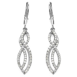 0.76 Carat Genuine White Diamond .925 Sterling Silver Earrings